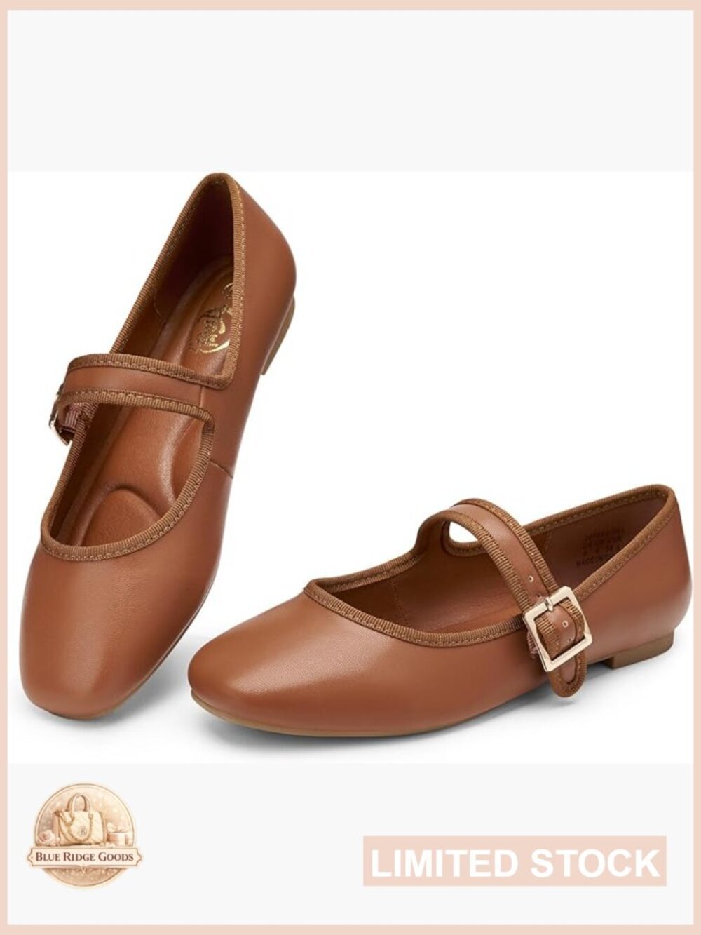 Women's Square Toe Velvet Mary Jane Ballet Flats with Memory Foam